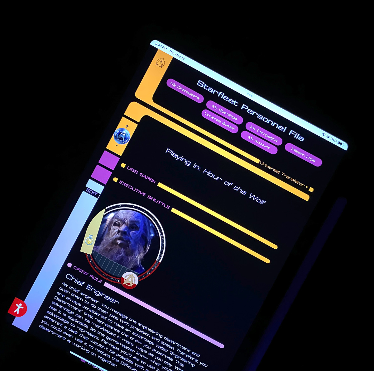 image: character sheet on tablet