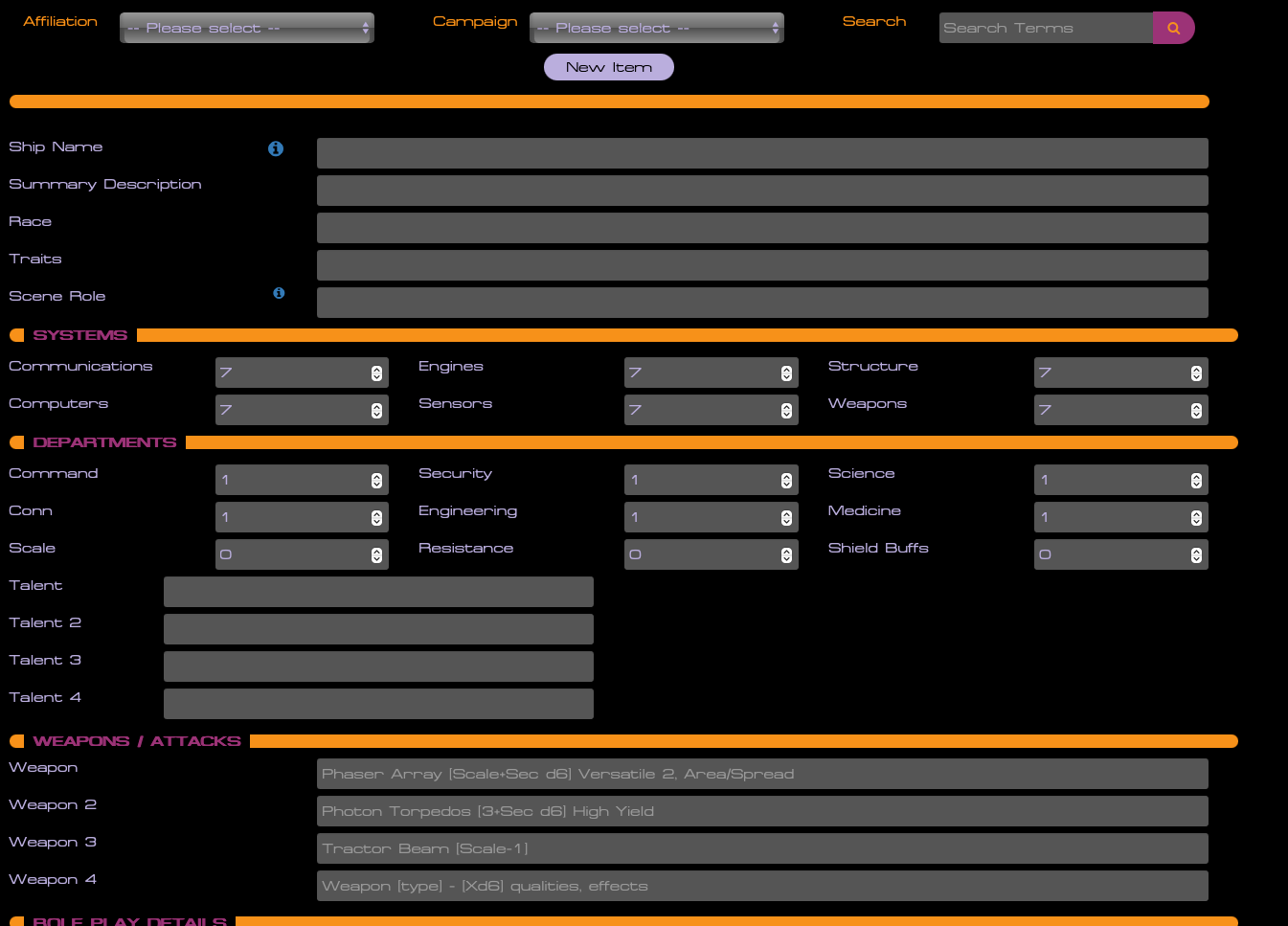 image: GM Universe Builder entry form
